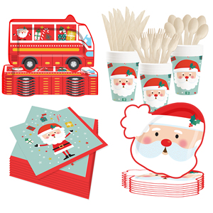 DAMAI Christmas Party Supplies Father Christmas Paper Plates Napkins Xmas Gnome Party Disposable Tableware Set Decorations - Product Image 5