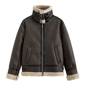 Chaqueta de Cuero con Piel Integrada, Estilo Retro Europeo Americano, Piel de Cordero, Moda de Marca, Chaqueta de Motociclista para Hombre - Product Image 3