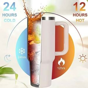 Stainless Steel Tumbler <b>with</b> Handle 1200ml Vacuum Insulated Travel Mug <b>With</b> <b>Straw</b> Multiple Colors Available - Product Image 4