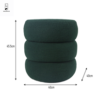 Tabouret ottoman en peluche vert foncé rond personnalisé chaise de maquillage forme cylindre empilé intérieur maison Laisure Pouf