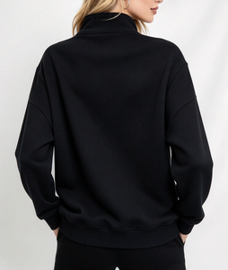 Sweat-shirt à col roulé décontracté avec fermeture éclair 1/4, couleur contrastante, personnalisable avec logo, vente en gros de haute qualité - Product Image 3