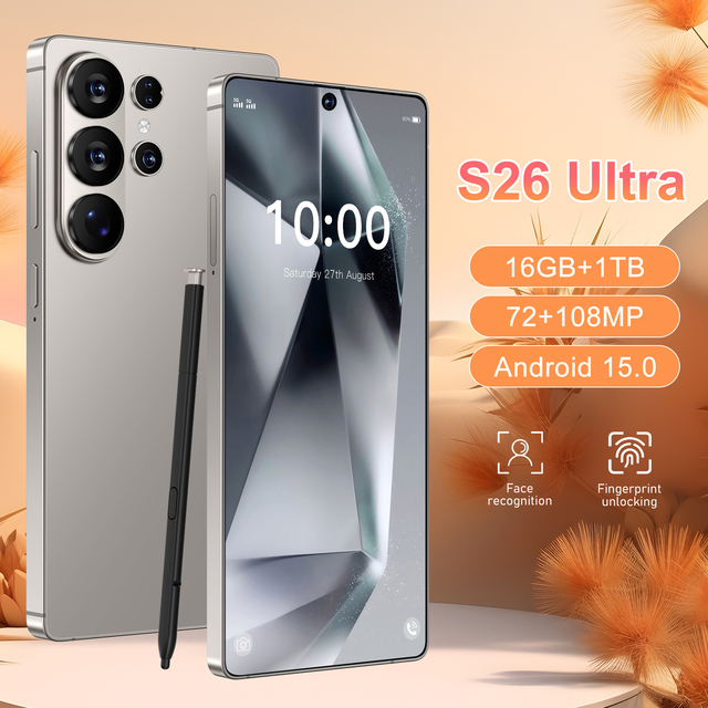 S26 Ultra Android Phone Unlocked 5g Smartphones 1TB Storage 16GB RAM Deca Core 7.3-inch 108MP Camera 3g&4g Smartphone