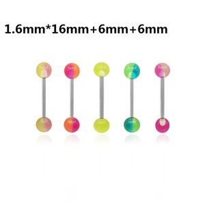 Piercing de acrílico 14G con barra recta para lengua, pezón o labio, joyería para mujer y <span class=keywords><strong>hombre</strong></span>, barra de 16mm - Product Image 4