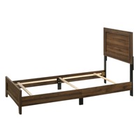 Ensemble de chambre à coucher en bois de noyer avec lit à panneaux, table de chevet, commode et miroir – Meubles en gros