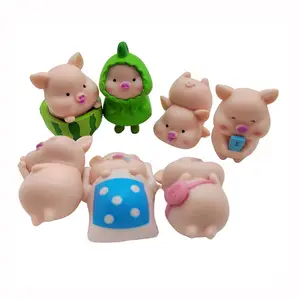 New Creative 100Pcs/Lot Kawaii Cartoon Pig Ornaments Resin Piggy Statue Figurines Toys For Fairy Garden Birthday Cake Decoration