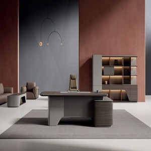 Nội thất văn phòng hiện đại Thiết lập bền MFC <span class=keywords><strong>Board</strong></span> CEO truyền thống Máy Trạm bàn & Ghế melamine gỗ phong cách cho tòa nhà văn phòng - Product Image 2