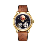 Montre mécanique tourbillon étanche avec bracelet en cuir et verre saphir, design squelette personnalisé, fabrication OEM pour hommes