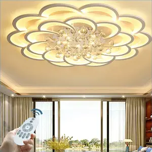 Luminária led de teto em forma de flor, lustre de cristal para teto, sala de estar, quarto ou sala de jantar
