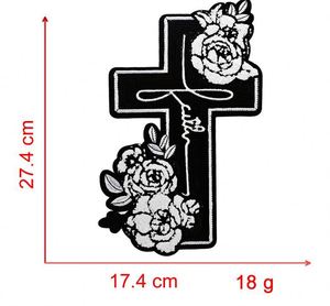 Nuevo Parche Bordado de Chenilla Termoadhesivo de Gran Tamaño (28 cm) con Borde Plateado/Dorado, con Diseño de 'God Is Good', Crucifijo y Jesús, para la Esperanza - Product Image 4