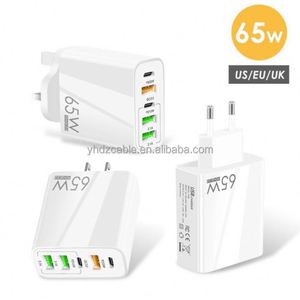 New PD65W Quick Charge QC3.0 Charger Multi Port Mobile Phone Charging Head 2PD+3USB EU US UK <b>Plug</b> <b>Adapter</b> - Product Image 1