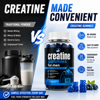 Gummies de créatine monohydrate 5000mg, 60 unités, marque privée OEM, directement de l'usine, pour la force musculaire et les performances sportives