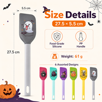 Ensemble de spatules de cuisine en silicone pour Halloween, design citrouille, fantôme, crâne, outils de pâtisserie en silicone, cuillère à mélanger double tête