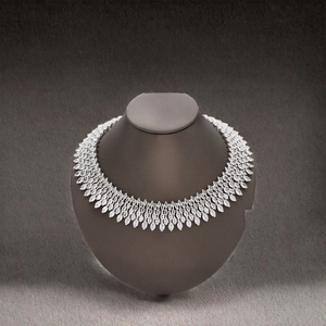 Parure de bijoux de mariée en platine et zircon XOXO, collier marquise et boucles d'oreilles pendantes, pour fiançailles, anniversaire, mariage, fête, pour femme - Product Image 2