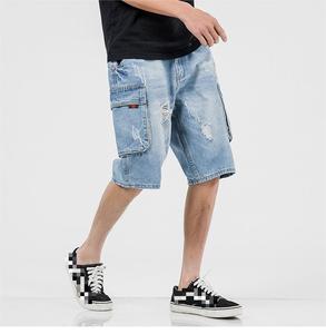 Nouveau modèle de short <span class=keywords><strong>chino</strong></span> déchiré en jean pour <span class=keywords><strong>homme</strong></span>, design personnalisé, respirant, taille mi-haute, décontracté, coupe ample, multi-poches - Product Image 5