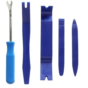 Juego de herramientas para remover paneles de audio de automóviles, 5 piezas, kit de palancas de plástico azules para el tablero y molduras de puertas - Product Image 1