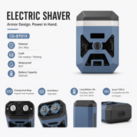 Rasoir Électrique OEM en Gros pour Hommes, en Alliage de Zinc, Double Moteur 7000 tr/min, Tête Magnétique, Étanche IPX7, Rechargeable Type-C