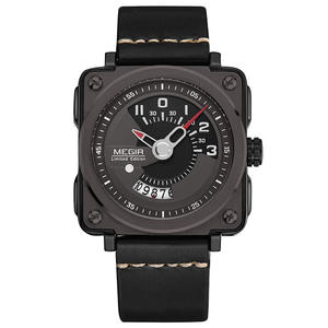 Nuevo reloj de hombre elegante reloj de pulsera deportivo con esfera De fecha grande de cuero genuino cuadrado - Product Image 1