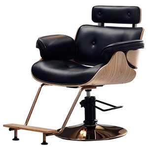 Fauteuil <span class=keywords><strong>de</strong></span> Barbier Haut <span class=keywords><strong>de</strong></span> Gamme en Bois Courbé, Pivotant à 360°, Hydraulique, Ergonomique, Réglable en Hauteur, Design Moderne, Durable, Revêtement PU Imperméable - Product Image 3