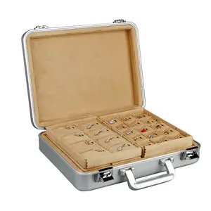 बड़ी क्षमता एल्यूमीनियम मिश्र धातु व्यवसाय गहने ले जाने वाले मामले लॉकयोग्य सहायक भंडारण बॉक्स भंडारण सूटकेस