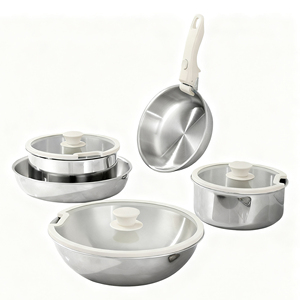 Juego de Utensilios de Cocina Antiadherentes Seguros y Saludables, Juego de Utensilios de Cocina de Acero Inoxidable sin Recubrimiento, Mango Extraíble, Uso Doméstico - Product Image 1
