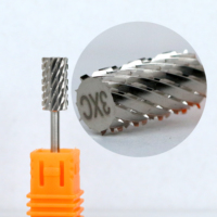 Fraise à ongles professionnelle électrique 3/32 en carbure 4XC, à tête longue et barillet large, bleu et or, pour manucure, avec logo personnalisé, pour ponçage grossier