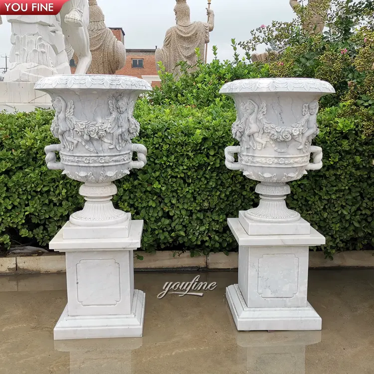 Vaso de plantas para decoração do jardim, vaso de mármore para escultura