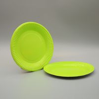 Assiettes jetables vert citron, écologiques, biodégradables, vente en gros
