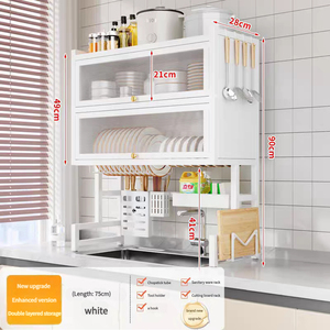 Nuevo Producto con Puerta de Armario, Escurridor Multifuncional para el Hogar, Escurridor de Doble Capa de Metal para Utensilios de Cocina - Product Image 6
