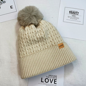 <strong>Pom</strong> <strong>Beanie</strong> Hats With <strong>Custom</strong> Logo Embroidery Knitted Winter Hats Acrylic - Product Image 6