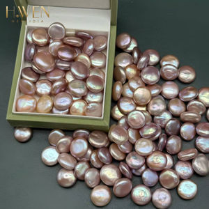 H. Wen 3a Witte Munt Parel, Midden Geboord Gat, 15Mm Paars Roze Platte Ronde Natuurlijke Parel - Product Image 4
