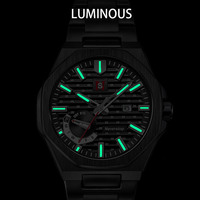 Montre pour homme NS Never Stop 984 Fashion Octagonal, acier inoxydable, étanche, quartz, lumineuse, calendrier, montre-bracelet pour affaires