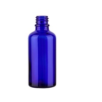 LanJing Vaporisateur en verre bleu de 50ml avec couvercle à vis noir Atomiseur de 30ml Bouteille de parfum portable à brume fine Sérigraphie