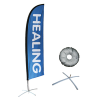 Vente en gros de grande publicité extérieure drapeau plume bannière pôle support Base personnalisable salon de coiffure plage extérieur drapeau volant bannière
