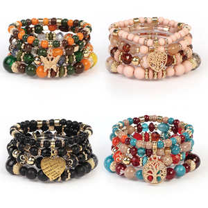 Bracelet en perles de verre bohème personnalisé de luxe 2025, ne se décolore pas, fait à la main, ensemble de bijoux pour couple, bracelets à breloques tendance, vente en gros - Product Image 1