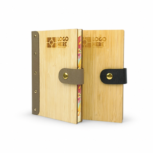 OEM ODM Manufacturer Custom Logo Bamboo Genuine <b>Leather</b> Bound Notebook Natural Wood Journal Corporate Gift - Product Image 2