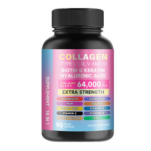 Biotine Hyaluronzuur Collageen <span class=keywords><strong>Capsules</strong></span> 14 in 1 voor volwassenen, voor huid, haar en nagelgroei & antioxidantenondersteuning. Niet voor zwangere vrouwen. - Product Image 1