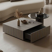 Table basse gigogne de style design moderne et antique avec plateau en marbre, extensible et relevable, mobilier de salon écologique pour la maison