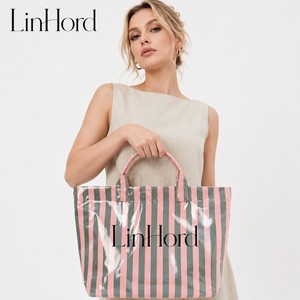 Borsa Tote in PVC a Righe Extra Large Personalizzata OEM, Borsa a <span class=keywords><strong>Spalla</strong></span> di Grande Capacità per Donne, Viaggio, Spiaggia, Supermercato - Product Image 3