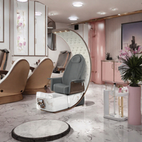 KISEN 2026 Fauteuil de Luxe Moderne Professionnel à Dossier Haut pour Spa des Pieds, Massage, Manucure et Pédicure pour Salon de Manucure avec Base LED