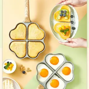 WONDERFUL 2024 New Design Breakfast Artifact Omelet Pans Fry Egg Pan 4 Hole Heart Shaped Egg Fry Pan
