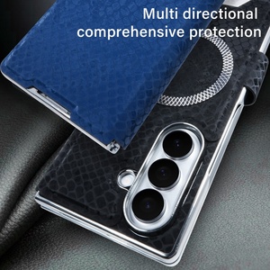 Nuova Custodia a Portafoglio in Pelle con Chiusura a Scatto per <span class=keywords><strong>Samsung</strong></span> Z Fold 7 6 5 4 3 con Pellicola Protettiva Frontale in Vetro e Cornice Placcata Antiurto - Product Image 3