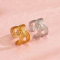 Bague géométrique ovale vintage en acier inoxydable pour femmes et filles