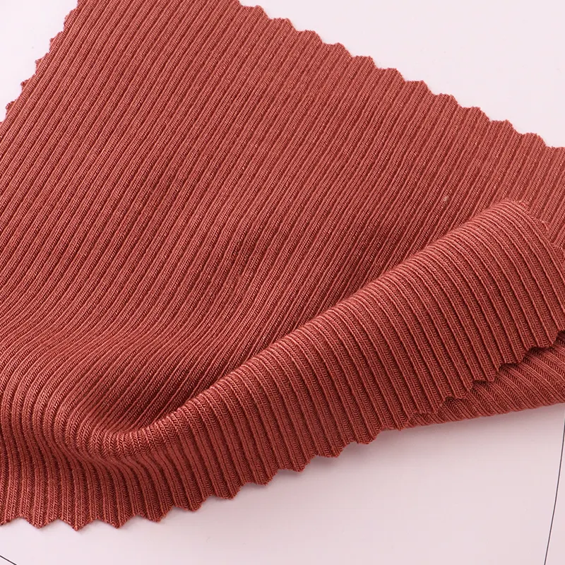 Thickened sanded rayon rib fleece elastic knitted fabric autumn and winter bottoming shirt knitted fabric
