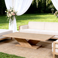 Table basse rectangulaire en bois massif américain, artisanale, avec pieds en bois en forme de V, pour événements et mariages