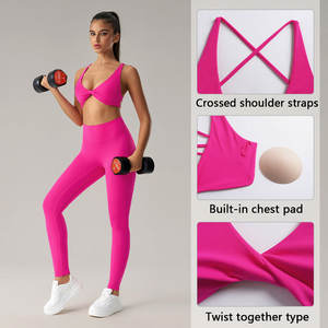Haut de yoga pour femme, <span class=keywords><strong>t</strong></span>-shirts sans dos simples, haut athlétique slim, col en V, push-up, soutien-gorge de sport croisé, yoga, gym, entraînement, fitness - Product Image 2