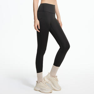 Legging de sport athlétique taille haute pour femme, séchage rapide, effet ventre plat, logo personnalisé, couleur unie, pour le jogging et le yoga - Product Image 1