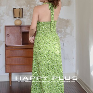 Vestido Largo Maxi de Gasa con Estampado Floral y Cuello Halter, Talla Grande para Mujer, Cintura Natural, Happy Plus - Product Image 5