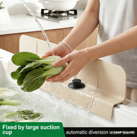 Penahan Cipratan Air Silikon untuk Wastafel Dapur, Pemasangan dengan Suction Cup, Penghalang Anti-Cipratan Air untuk Area Cuci Piring Dapur