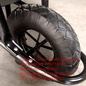 Precio barato 4,00-8 Carro de jardín de ruedas de aire WB6400 Bandeja galvanizada Carretilla de construcción Carretilla Cómodo Carro de carretilla - Product Image 5