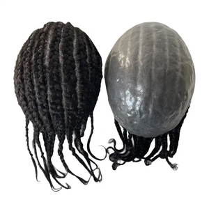 <span class=keywords><strong>Afro</strong></span> cornrow maíz trenzado brasileño masculino reemplazo hombres hecho a mano completo pu base pelo Topper hombres peluca cabello humano tupé <span class=keywords><strong>trenzas</strong></span> - Product Image 6